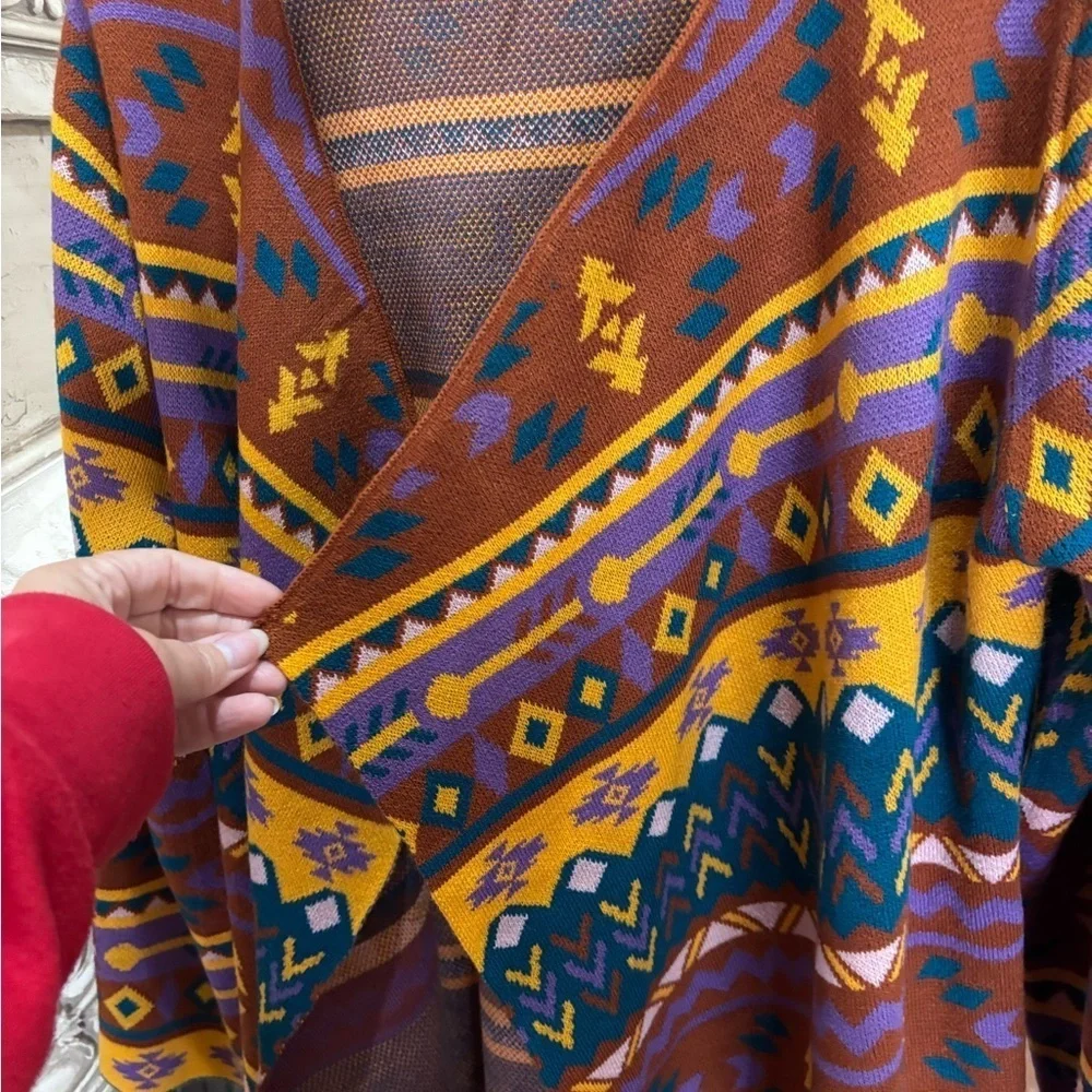 Savanna Jane Boho Western Country Aztec Oversized Cardigan Sweater Size Small